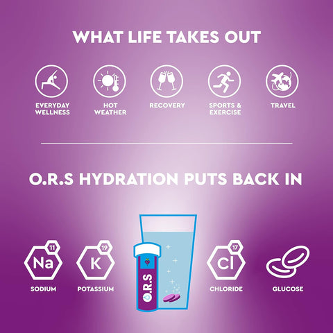 Ors Hydration Tablets With Electrolytes, Vegan, Gluten And Lactose Free Formula - Black Currant Flavour 12'S