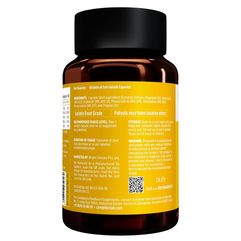 HK Vitals Vitamin D3 (600 Iu) (60 Capsules) | With Sunflower Oil, Promotes Calcium Absorption | Bone Health, Muscle Strength & Immunity