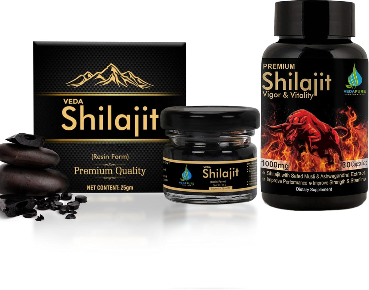 Vedapure Original Shilajit/Shilajeet Resin For Endurance Bodybuilding -25 Gram (Pack of 2)