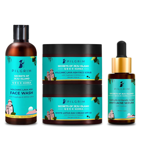 Pilgrim Reverse Pigmentation Combo Kit | Face Wash 100ml, Face Scrub 100ml, Face Cream SPF50 100g