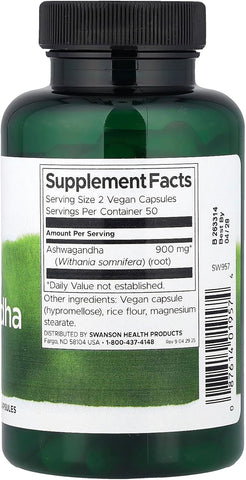 Swanson, Full Spectrum Ashwagandha, 100 Vegan Capsules (450 Mg Per Capsule)