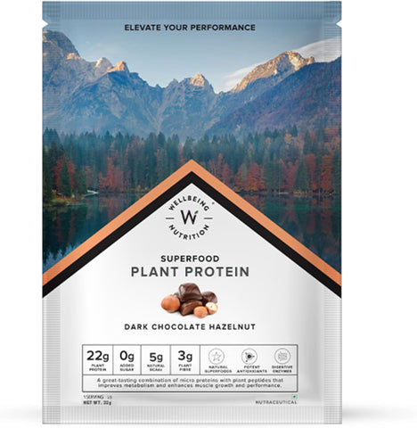 Wellbeing Nutrition Organic Vegan Plant Protein | 22g Dark Chocolate - 32gm