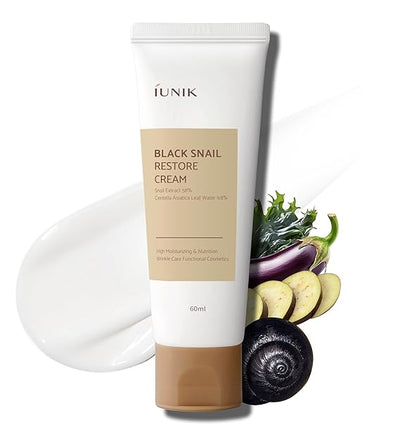 IUNIK Black Snail Restore Cream 2.02 Fl Oz - 58% Black Snail Mucin Secretion