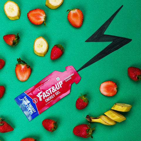 Fast&up Energy Gels - Instant Energy + Caffeine (Pack Of 5) - Strawberry Banana Flavour