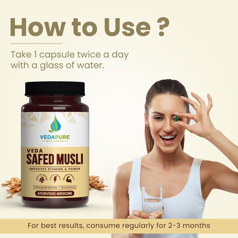 Vedapure Safed Musli Power For Strength 60 Capsules