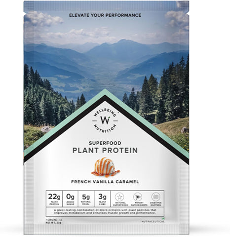 Wellbeing Nutrition Organic Vegan Plant Protein Isolate Powder | French Vanilla - 32gm