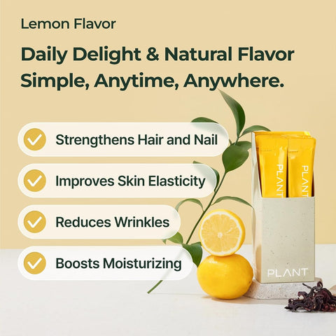 PLANT Vegan Liquid Collagen + Biotin - Lemon Flavour, 15 Sachets