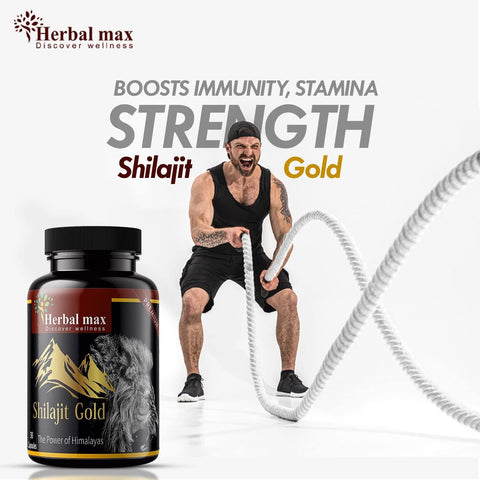 Herbal Max High Potency Shilajit Gold 800 Mg & Safed Musli, 800 Mg 90 Capsule Combo