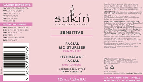 Sukin Sensitive Facial Moisturiser, 125 Ml
