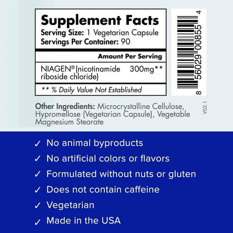 2x 90ct/300mg Multi Award Winning Patented NAD+ Boosting Supplement - More Efficient Than NMN - Nicotinamide Riboside for Cellular Energy Metabolism & Repair. Vitality, Muscle Health, Healthy Aging