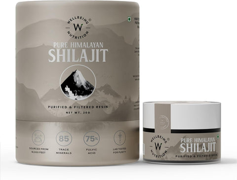 Wellbeing Nutrition Pure & Natural Himalayan Shilajit Original Resin 20g for Strength, Stamina and Performance | Shilajit Resin for Men & Women with 75% Fulvic Acid & 85 Trace Minerals Pack of 2