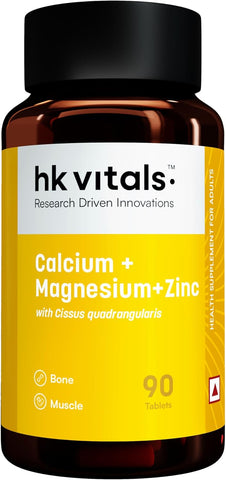 HK Vitals Calcium Magnesium & Zinc (90 Tablets) | With Vitamin D3, Calcium Supplement For Women And Men | For Bone Health & Joint Support