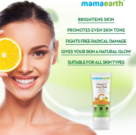 Mamaearth Vitamin C Face Wash with Vitamin C and Turmeric for Illumination Best For Dry | Oily | Sensitive | Normal Skin (100 ML)