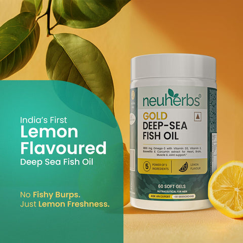 Neuherbs Gold Deep Sea 6X Omega 3 Fish Oil Capsules - 60 Softgels