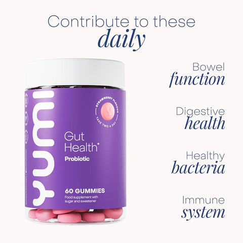 Yumi Gut Health Probiotic Strawberry Flavour Gummies 60