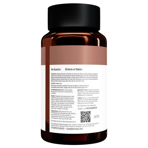 HK Vitals Collagen Tablets (90 Tablets) | 3000Mg | Marine Collagen Peptides | Vitamin C, E, Biotin With Hydrolyzed Peptides