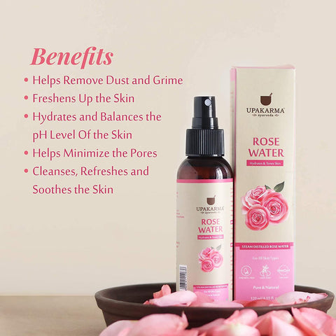 Upakarma Ayurveda Rose Water Spray - Premium, Pure, and Natural Gulab Jal for Face - 120ml