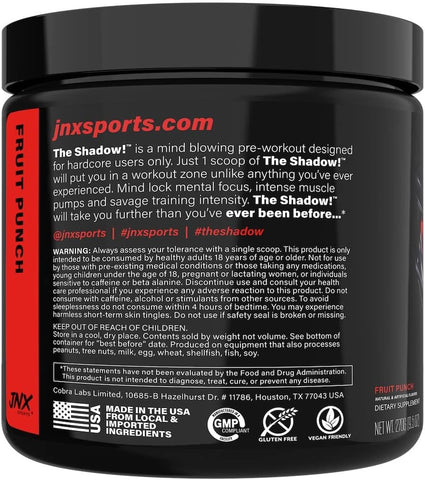 Cobra Lab The Shadow Pre-Workout Powder, Fruit Punch, 270g