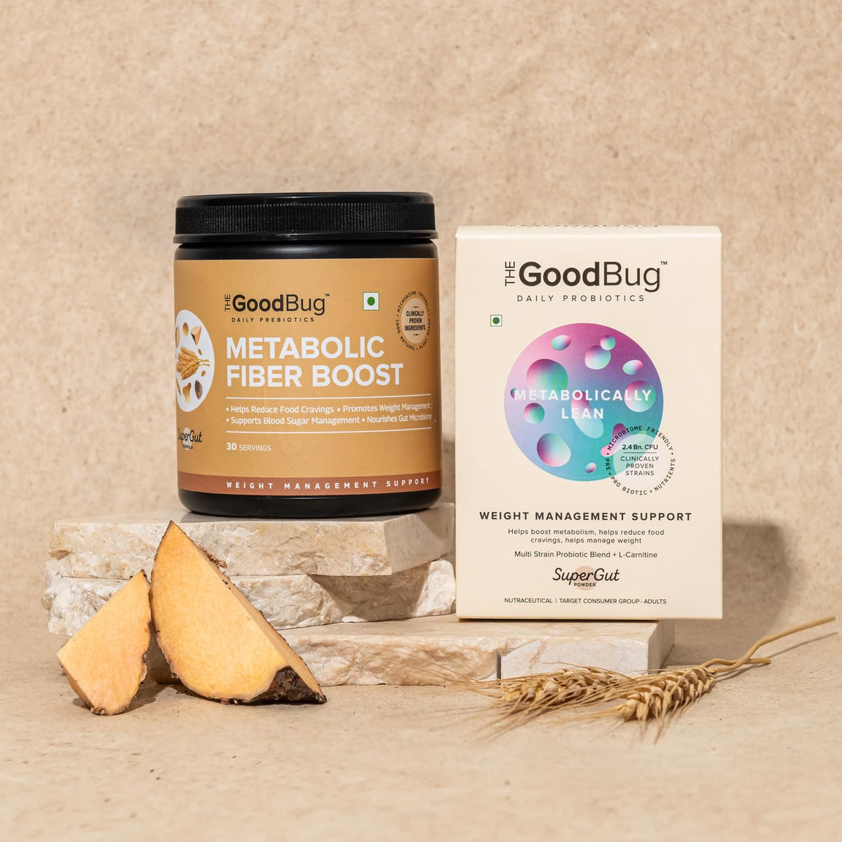 The Good Bug Metabolically Lean SuperGut Powder Probiotics +Metabolic Fiber Boost Prebiotic Fiber Combo pack 30 Days Servings