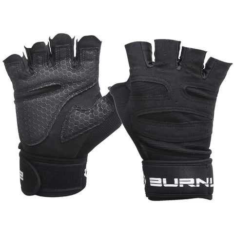 Burnlab Basic Gym Gloves with Wrist Support (Black , Medium)