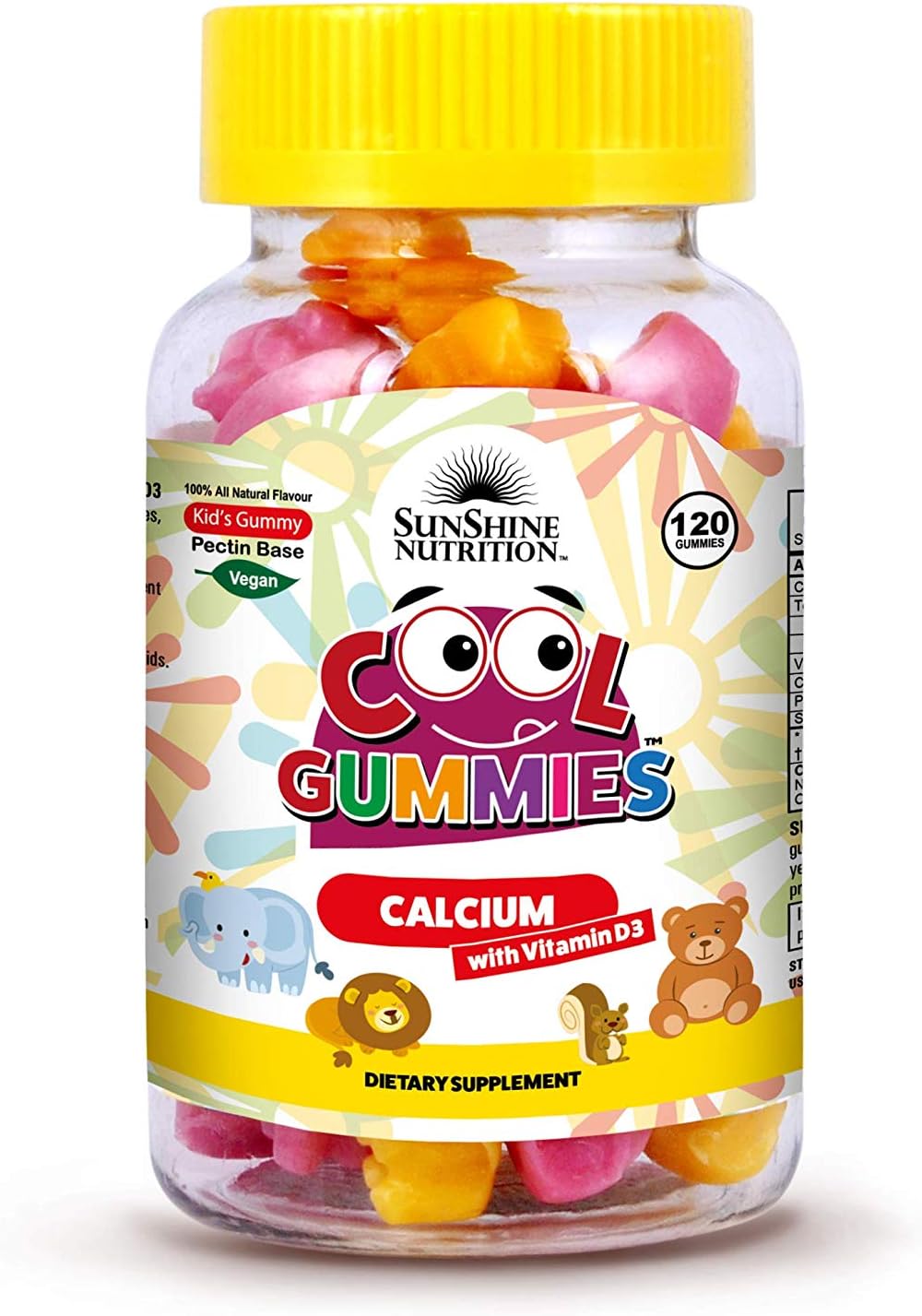 SUNSHINE NUTRITION COOL GUMMIES KIDS CALCIUM W/VITAMN D3 120'S