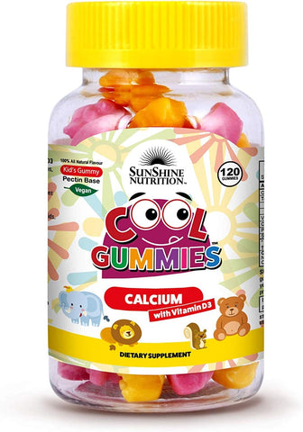 SUNSHINE NUTRITION COOL GUMMIES CALCIUM WITH D3-2 FLAVORS