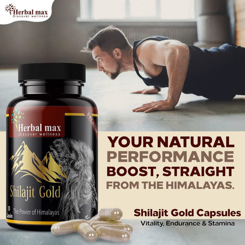 Herbal Max High Potency Shilajit Gold 800 Mg & Safed Musli, 800 Mg 90 Capsule Combo