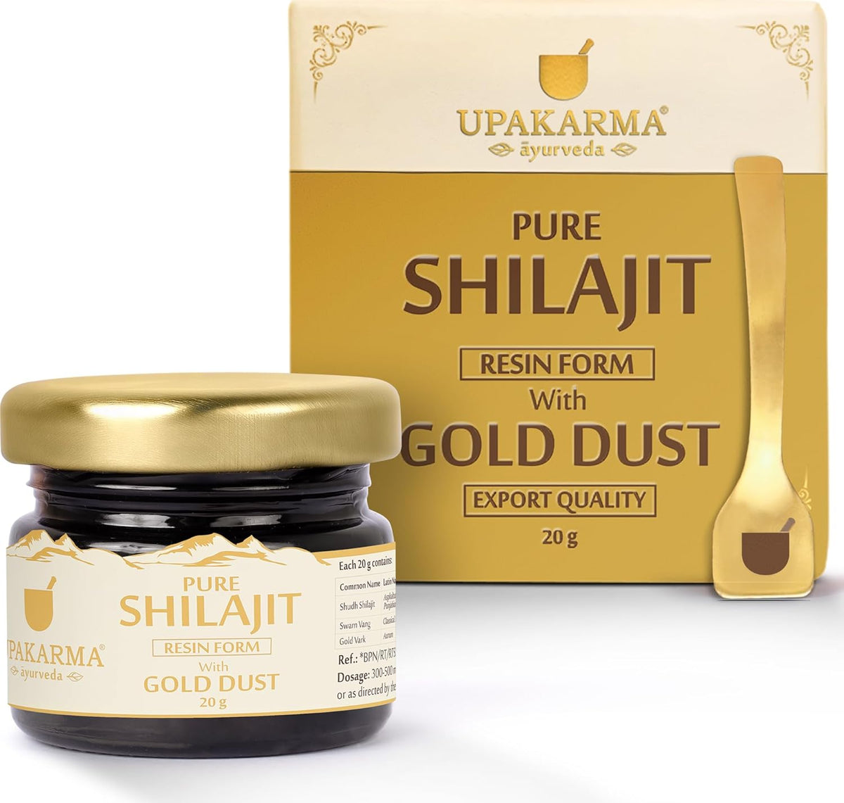 Upakarma Premium Ayurvedic Pure and Natural Shilajit Gold Dust Resin 20g