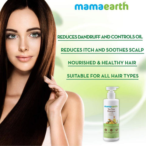 MAMAEARTH Tea Tree Shampoo For Dandruff Free Hair, 250 Ml