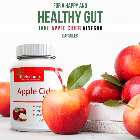 Herbal max Organics Apple Cider Vinegar, 30 Veg Capsules (800mg)