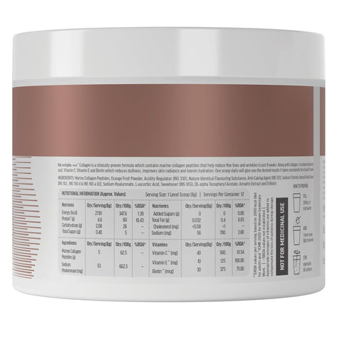 HK Vitals Marine Collagen Supplement (Orange, 100G) & Sipper Bottle (Grey, 300Ml) | Combo Pack