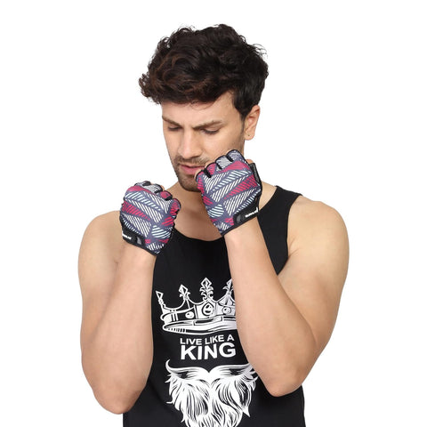 Burnlab Flex Gym Gloves for Men and Women - Ideal for Weightlifting, Cycling, Crossfit, Offers Good Grip and Soft Padding (White & Pink Small)