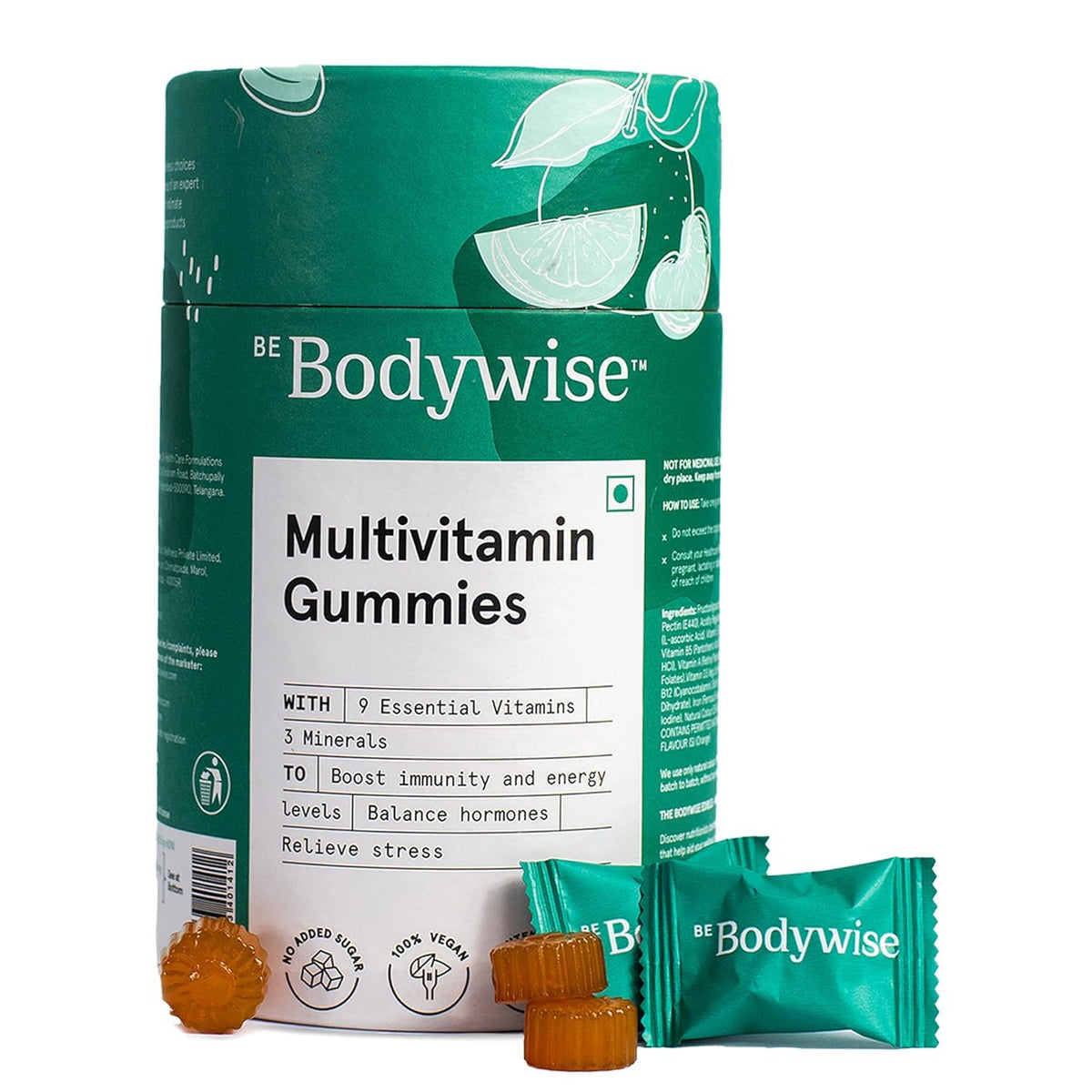 Be Bodywise Multivitamin Gummies | 60 Day Pack | With Fibre, Zinc, Iron & Biotin | Vitamin D3, B6, E & A | Boosts Energy & Stamina, Improves Immunity & Skin Health | Vegan, Gluten & Gelatin Free