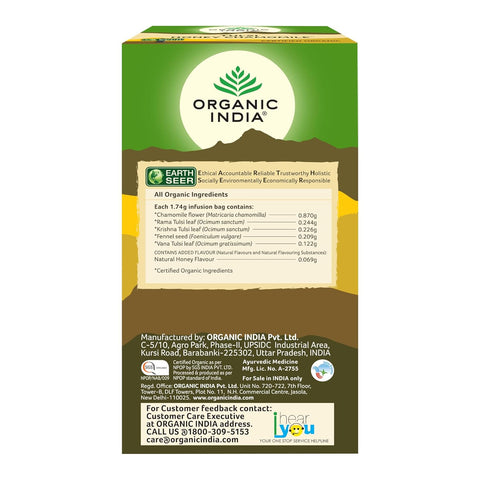 ORGANIC INDIA Tulsi Tea Honey Chamomile 25 Tea Bags
