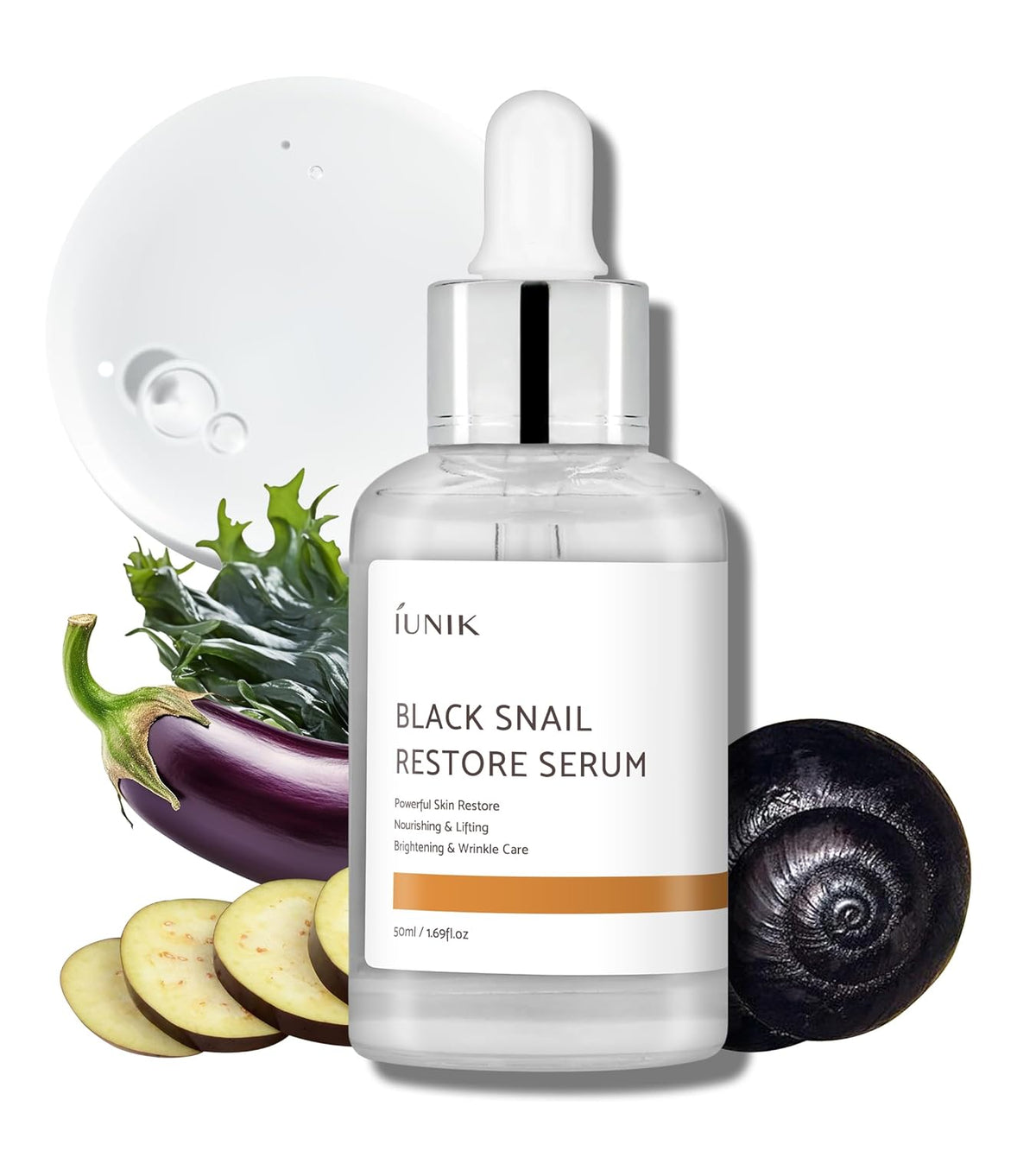 IUNIK Black Snail Serum 70% w/Centella Asiatica Essence | Hydration Dark Spots Fine Lines | Oily Sensitive Acne-Prone Skin Korean Skincare No Pore Clogging