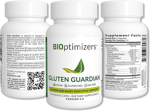 BiOptimizers Complete Gut Health Bundle - Bloating Relief and Digestive Balance - P3-OM, Gluten Guardian, MassZymes (270 Capsules)