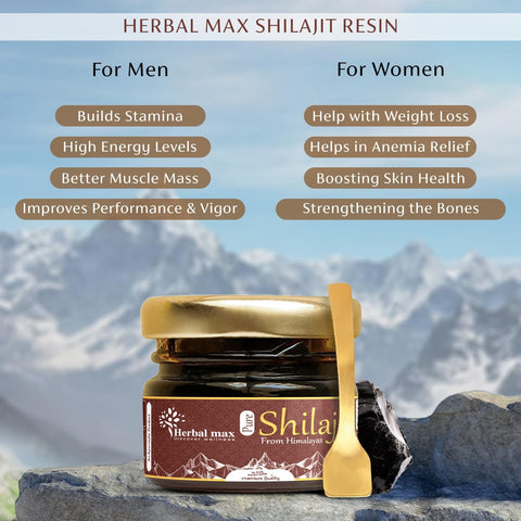 Herbal max Ayurveda 100% Ayurvedic Original and Pure Shilajit 20g Lab Tested