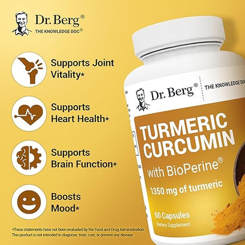 Dr. Berg Turmeric Curcumin Dietary Supplement Capsules 60 Count