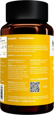 HK Vitals Calcium Magnesium & Zinc (90 Tablets) | With Vitamin D3, Calcium Supplement For Women And Men | For Bone Health & Joint Support