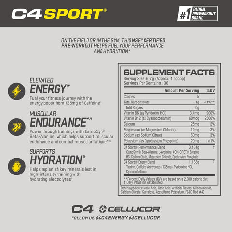 C4 Sport Pre-Workout (Watermelon) 30 servings