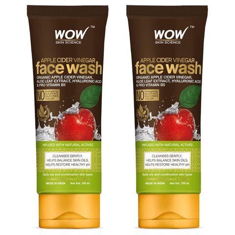 Wow Skin Science Apple Cider Vinegar Face Wash No Parabens, Sulphate, Silicones & Color Pack Of 2 Net Vol 200ml