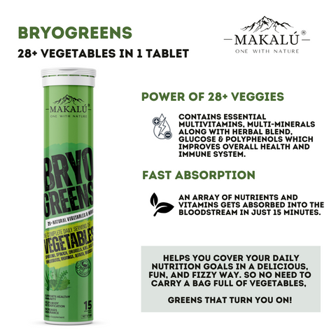 Makalu Bryo Greens with goodness of 28+ organic Vegetables in single tablet - 15