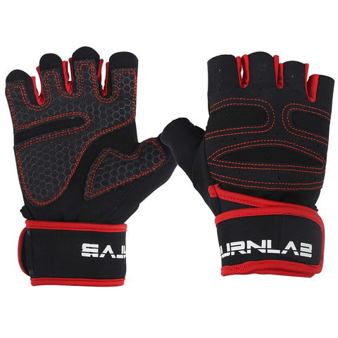 Burnlab Basic Gym Gloves with Wrist Support (Red L)