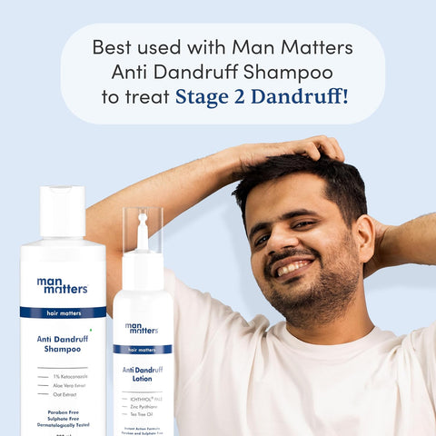 Man Matters Anti Dandruff Lotion for Men [60ml] | Instant Itch Relief & Cooling with Menthol, Zinc Pyrithione & Tea Tree Oil