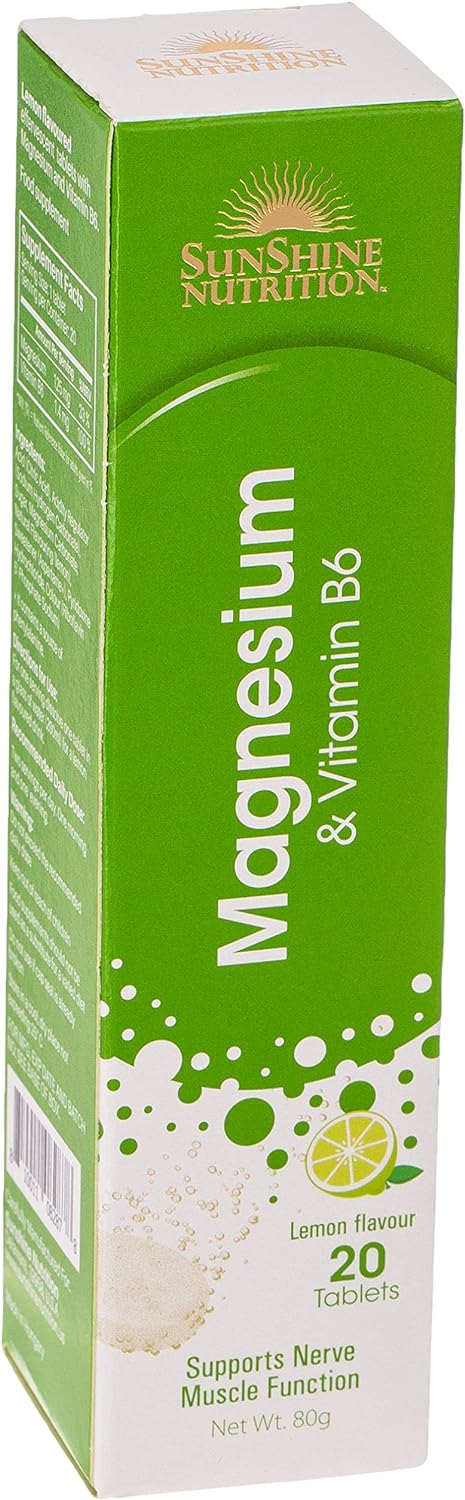 Sunshine Nutrition Magnesium + Vitamin B6 Eferv Lemon Tabs20's