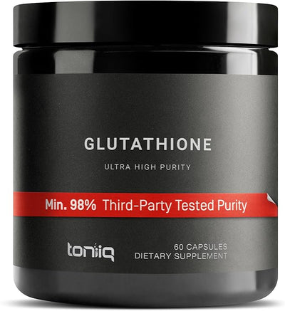 Toniiq Ultra High Strength Glutathione Capsules - 1000mg Concentrated Formula 60 Capsules Reduced Glutathione Supplement