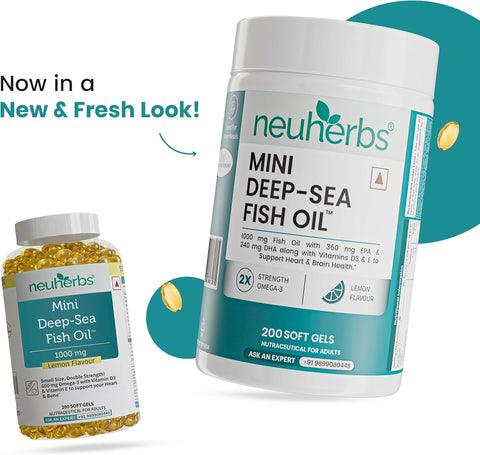 Neuherbs Deep Sea Fish Oil Omega-3 Capsules - 1000Mg, 200 Softgels – image 4