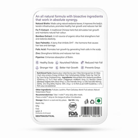 Wellbeing Nutrition Skin & Hair Beauty Pack | Collagen, L-Glutathione, Hyaluronic Acid Plant Based Biotin Fo-ti Extract (15 Effervescent Tabs + 30 Oral Thin Strips)