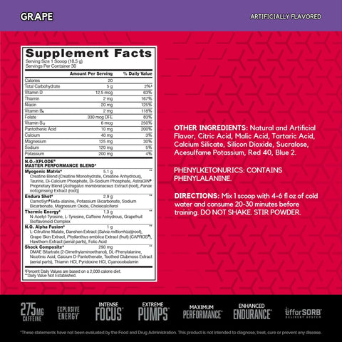 BSN N.O Xplode 1.22lb 30serv Grape (6/Case) – image 3