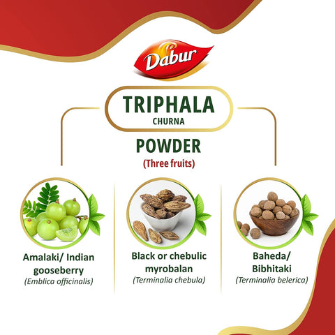 Dabur Triphala Churna Powder Natural Constipation Relief | Supports Healthy Digestion, Rich in Antioxidants & Weight Management - 120 g